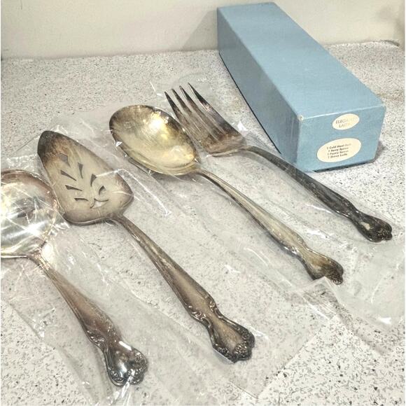 Silverware flatware 4-pc hostess set NOS 1942 Rogers IS Daybreak Elegant Lady - Picture 7 of 7